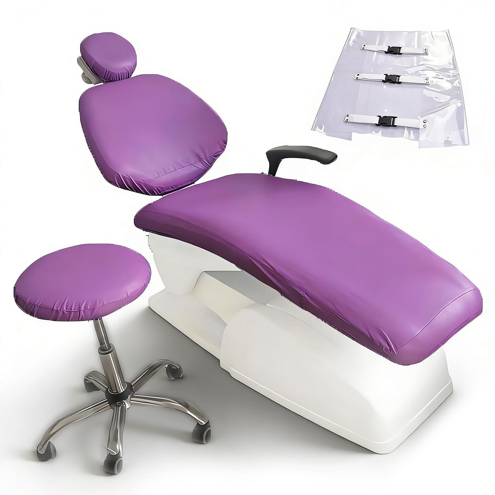 buyzg Dental Chair Covers,5Pcs/Set Dental PU Leather Unit,Waterproof PU Leather Protective Dental Full Chair Covers Composite Film Waterproof Material Washable(purple)