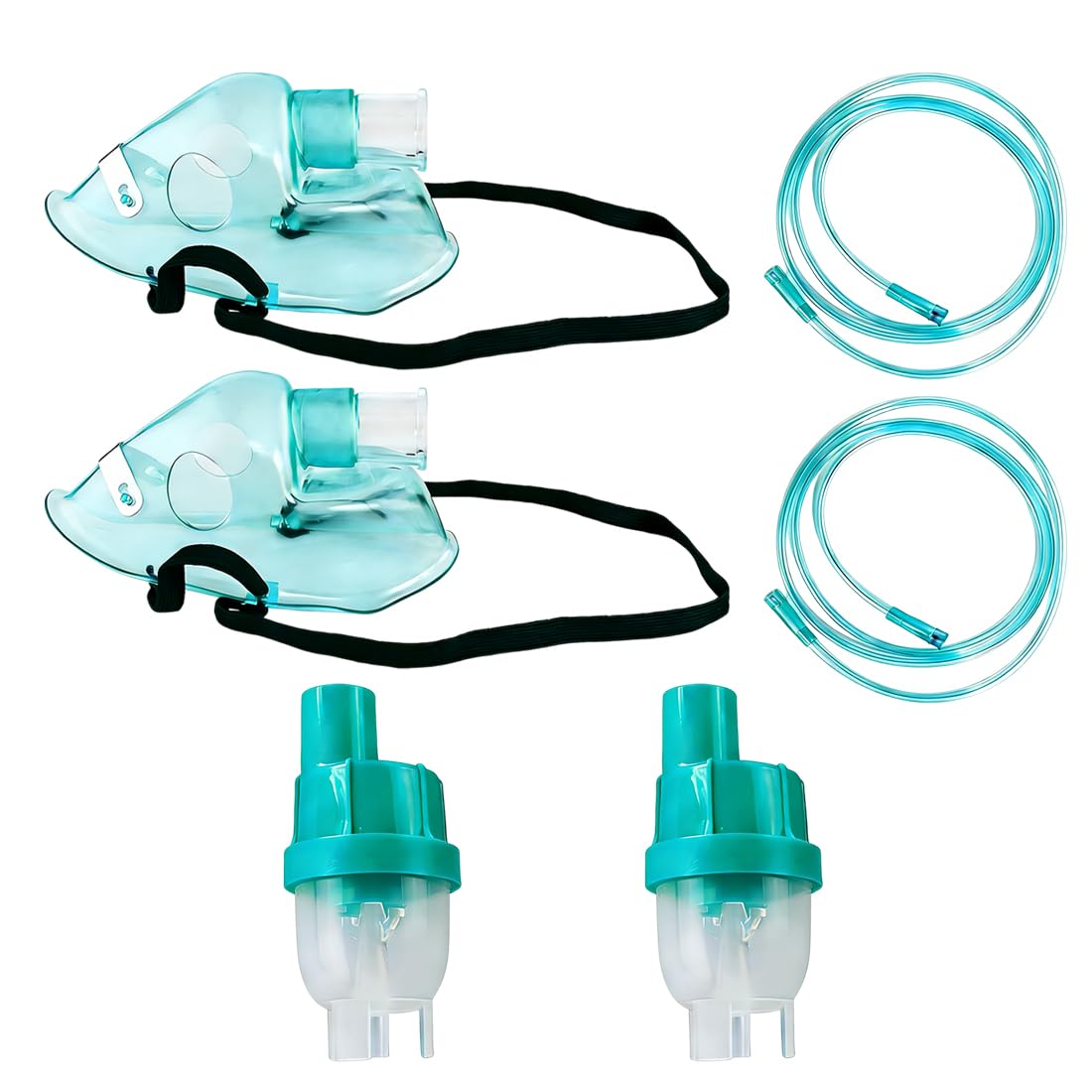 2 Pezzi Kit Aerosol Universale,Include Mascherina,Coppa per Medicinali, Tubo di Collegamento,Usa e Getta Ricambi aerosol, Adatto A Bambini e Adulti