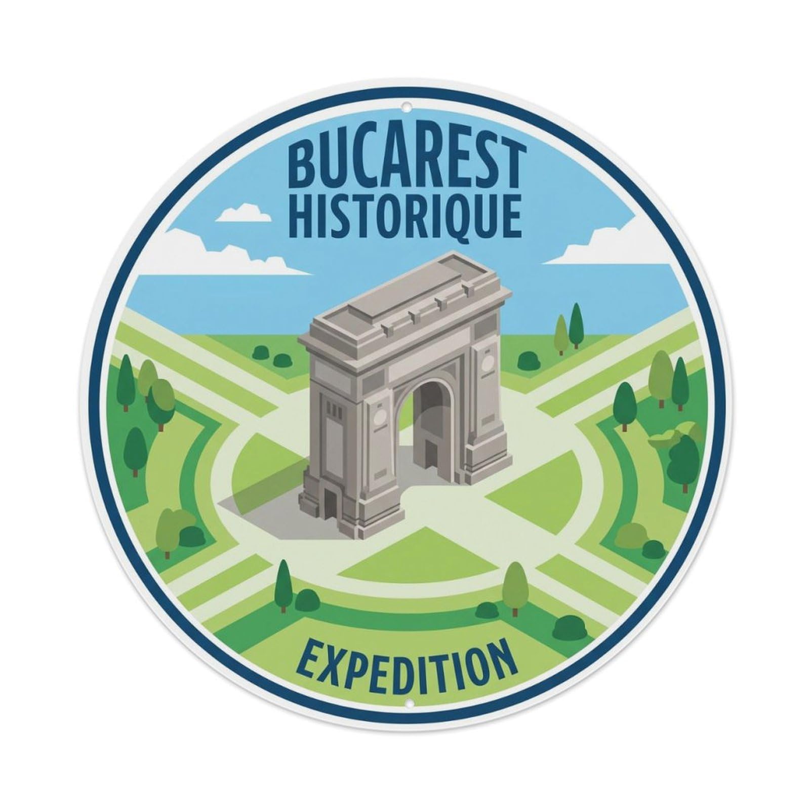 Fqcyn Style Vintage Travel Romanian Monument Expedition Metal Tin Sign