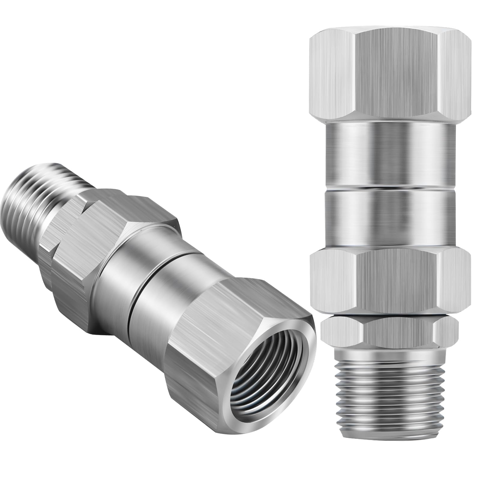 Jingzan 2 PACK Pressure Washer Swivel 3/8" NPT Stainless Steel, 360° Rotating Kink Free Hose Connector, 5000 PSI Pressure Washer Fittings (2 Pack