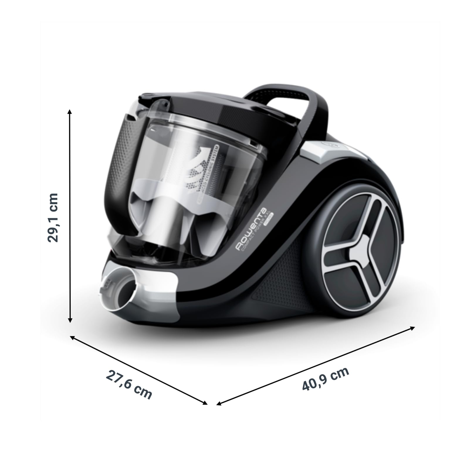 Rowenta Compact Power XXL - Aspiradora sin Bolsa compacta, Motor 900 W, filtración ciclónica 3 Niveles, depósito 2,5 L, Kit clásico + y diseño eficiente (Reacondicionado)
