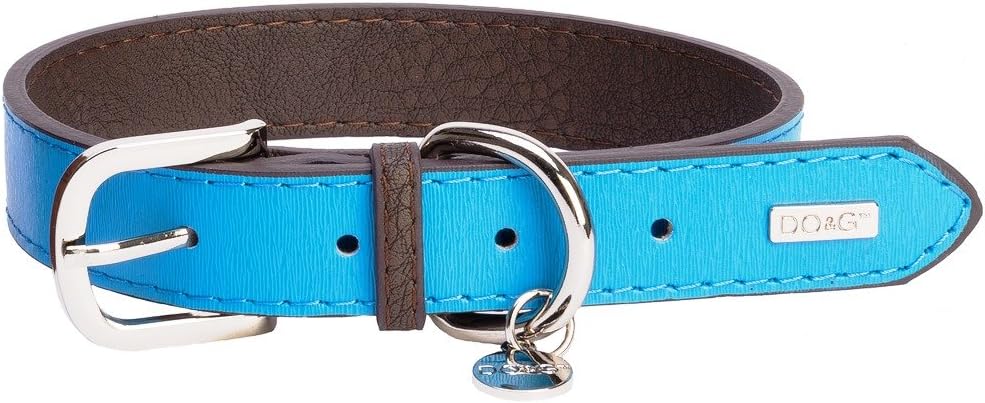 DO & G Leather Collection Dog Collar, Large, Blue