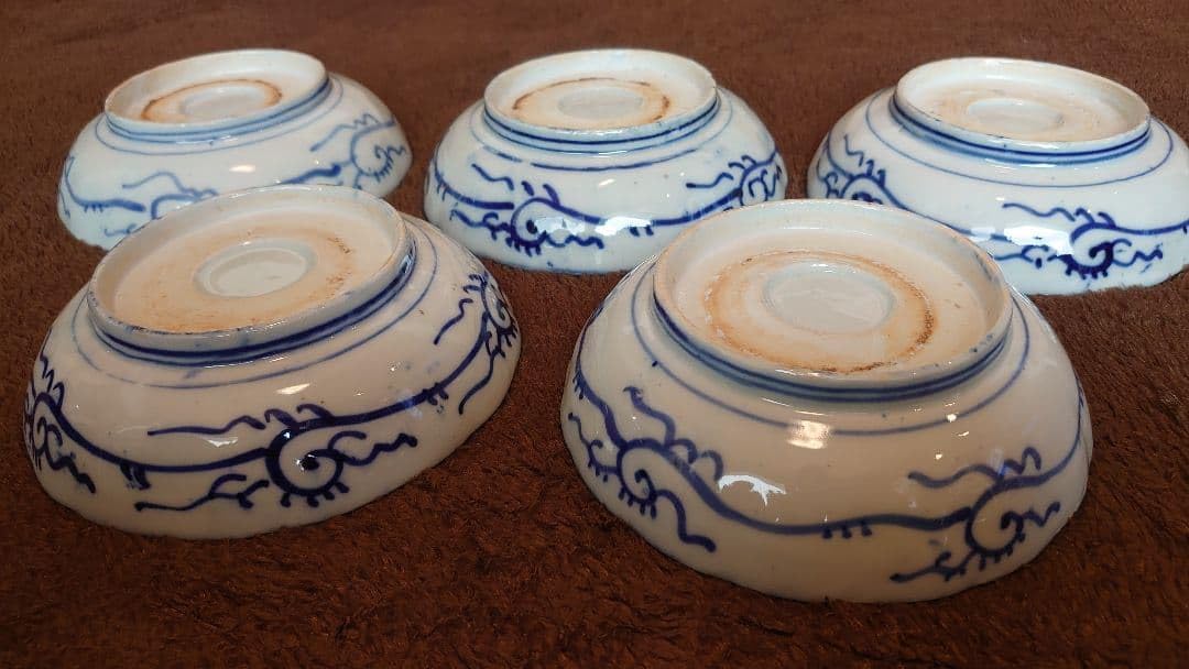 古伊万里 伊万里 染付 なます皿 ざくろの図 蔵出し 菓子皿 5客