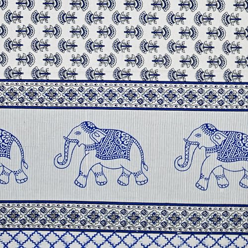 Image of 100% Cotton Single Bedsheet with 1 Pillow Cover | 240 TC Pure Cotton Flat Bed Sheet | Traditional Jaipuri Printed Bedding Set | Soft & Breathable | 60 x 90 Inch (Rangmahal Single 77)