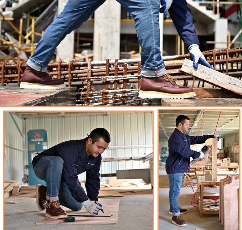 Work Boots for Men, 6" Soft Toe Wedge Sole Waterproof Safety Boots, Comfortable Construction Work Safety Shoes - Image 2