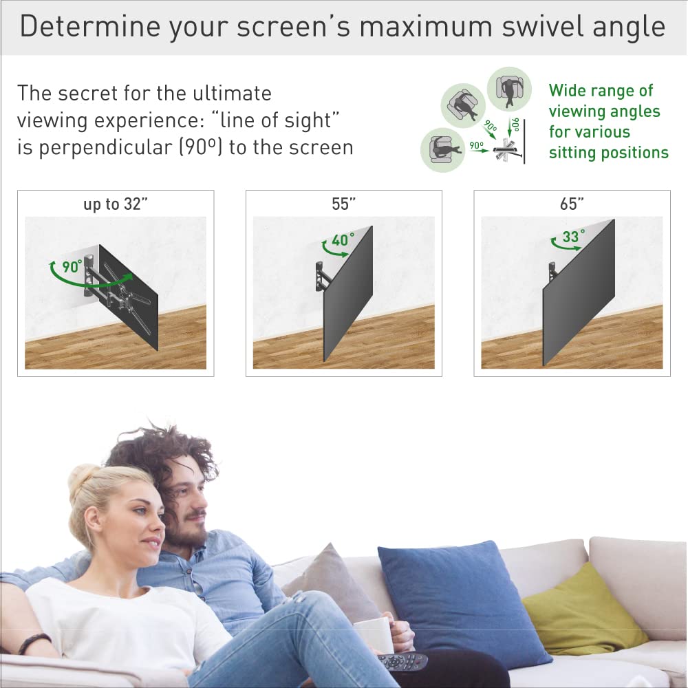 Barkan Supporto da parete lungo per TV, 13-65 pollici Full Motion articolato - 4 movimenti piatto/curvo staffa per schermo, può contenere fino a 40 kg, brevettato, compatibile con LED OLED LCD