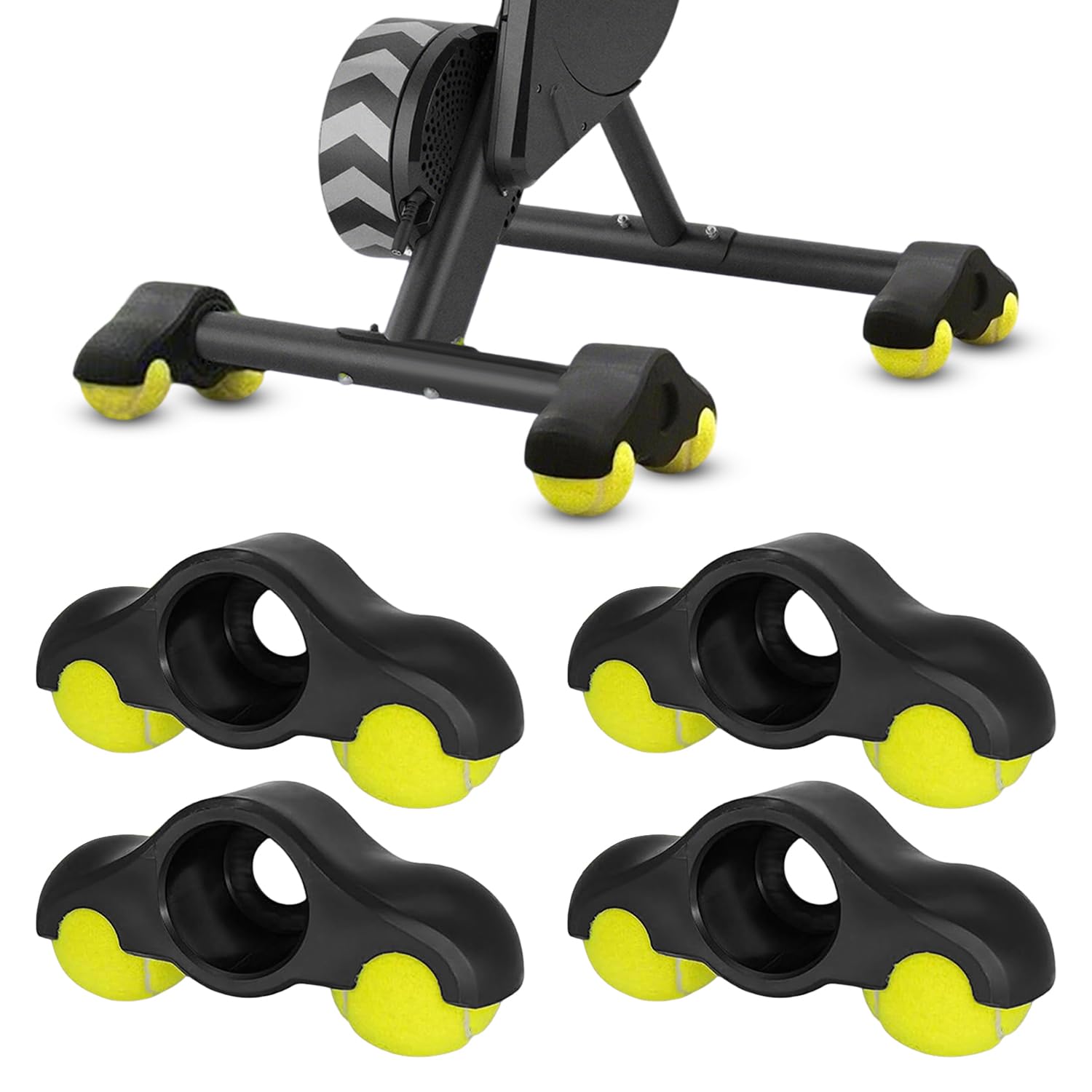 Rocker Plate Feet, 4 pezzi, per interni Cycling Snap Rocker Feet Adattatori per pedaliere, per allenamento a rulli Wahoo Kickr Core, con 8 palline da tennis