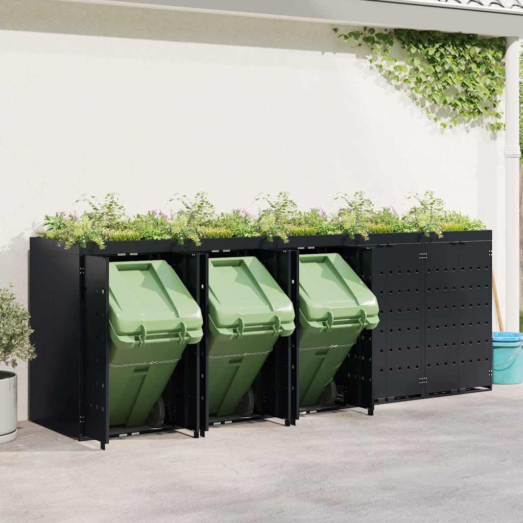 Almacenamiento de Cubos Wheelie para 5 Cubos Negro,Casa y jardín,Productos del hogar,Accesorios para contenedores de residuos,Soportes para contenedores de residuos,116.2kg-3394741