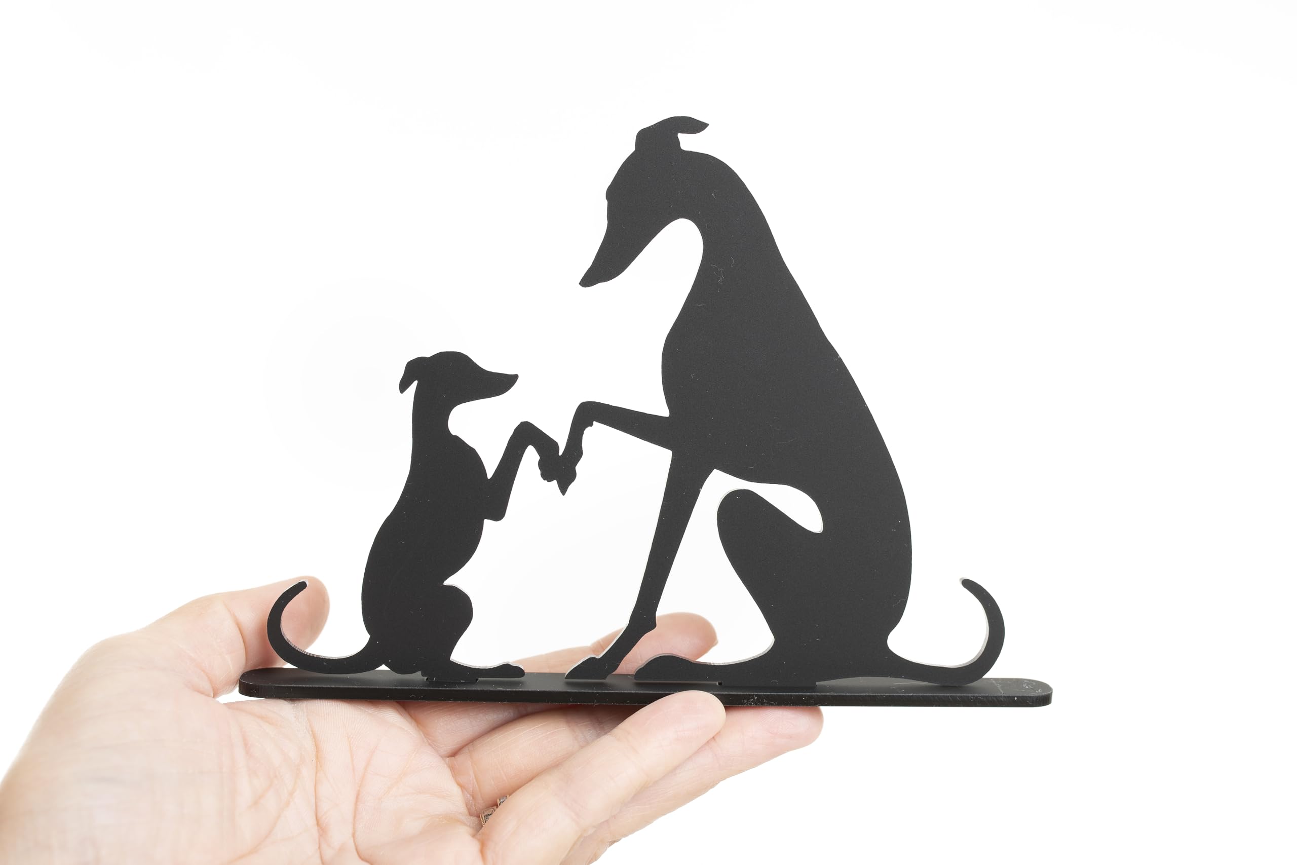 Acrylic Whippet/Greyhound Silhouette Ornaments, Adult and puppy. Whippet gift. Laser-Cut Matte black acrylic. (Adult and pup) - Image 2