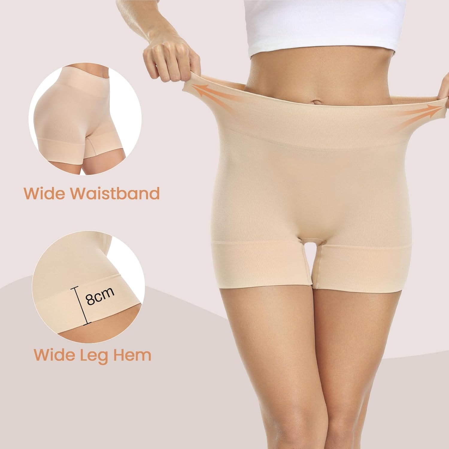 BESTENA 3 Pack Slip Shorts for Under Dress Anti Chafing Shorts Boyshorts Panties for Women - Image 3