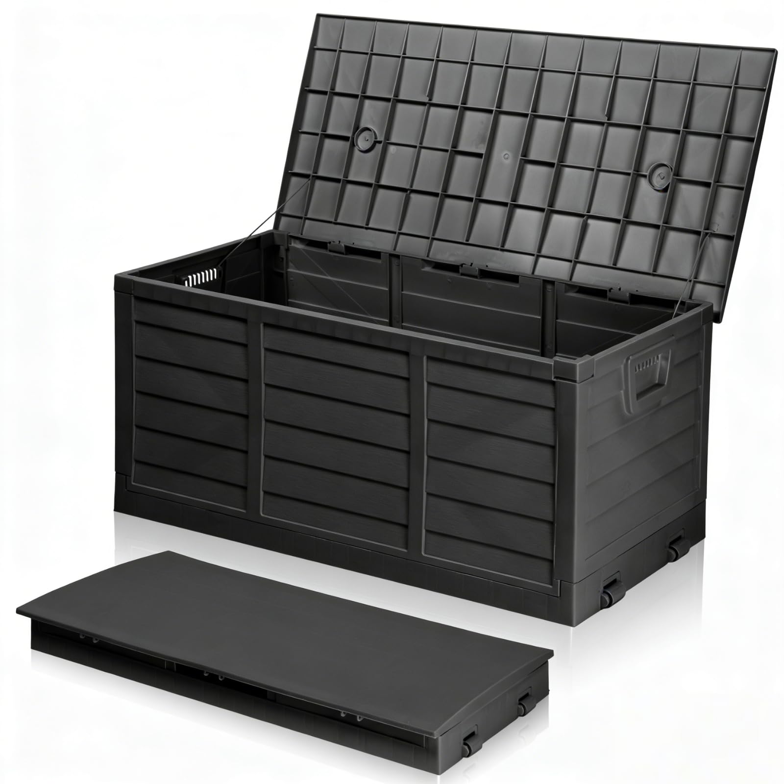 Faltbarer Gartenbox, 284L Fassungsvermögen mit Griffen und Rädern - Wasserfest und UV-beständig, Auflagenbox geeignet für Terrassen, Balkone, Wohnzimmer und Wintergärten (284L Schwarz)