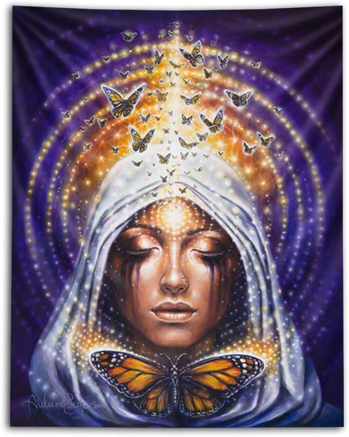 Third Eye Tapestries“Chrysalis” Wall Tapestry by Autumn Skye - Psychedelic Art Tapestry - Hanging Modern Art Tapestry (40x50)