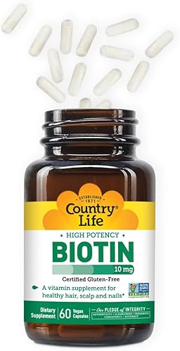Miniatura 4 de Country Life Biotina de alta potencia, 10 mg, 60 unidades, certificado sin gluten, certificado vegano, verificado sin OMG