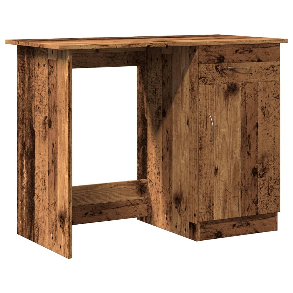Scrivania Porta Computer 100x50x76 cm con Cassetto Legno Antico | Tavolo da studio compatto con cassetto integrato per riporre documenti e accessori in ufficio o camera.