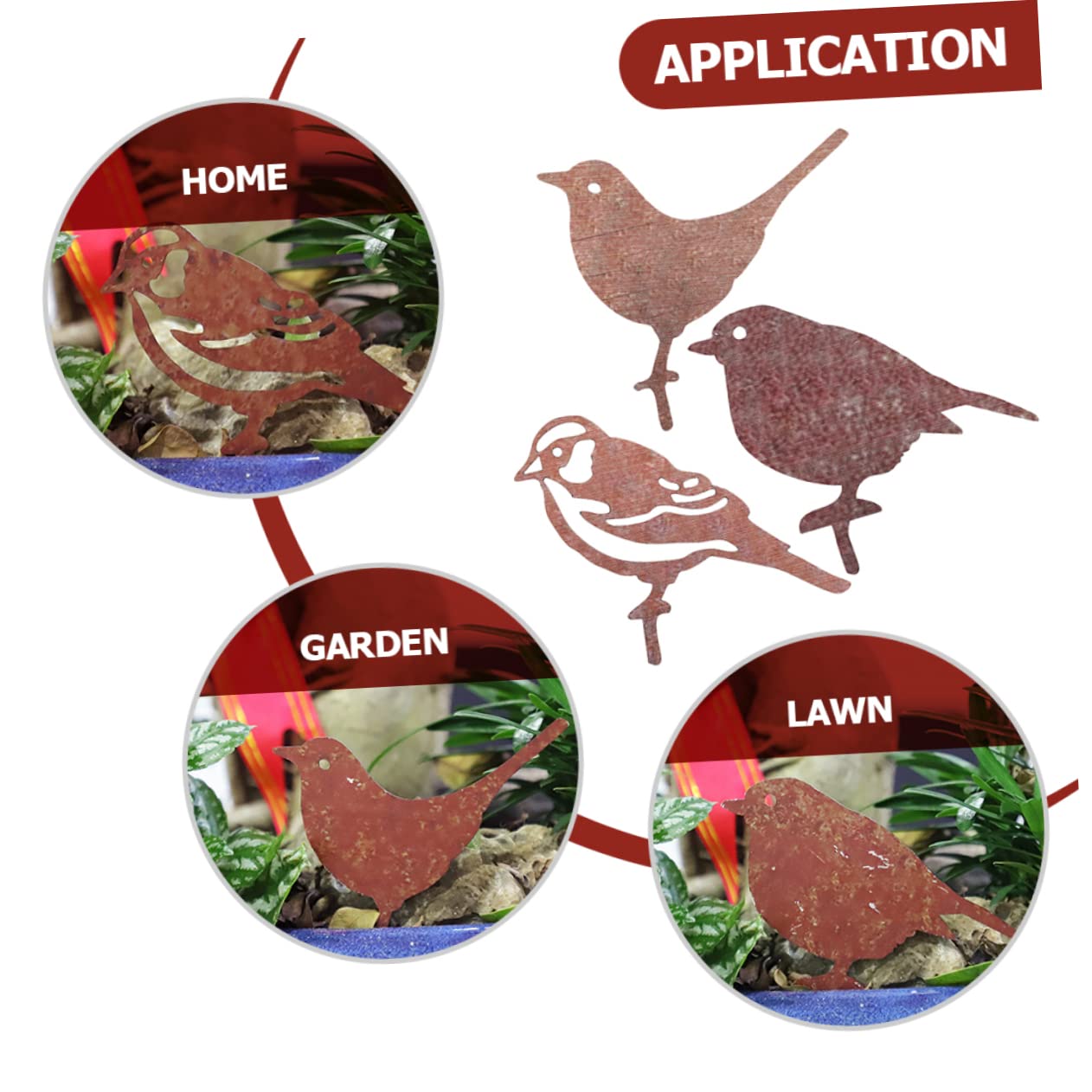 VANZACK 2 Set Di Uccelli Da Giardino in Miniatura Ornamenti Da Giardino in Ferro Statuina Di Uccelli Per Decorazioni Per Feste 3 Pezzi * 2