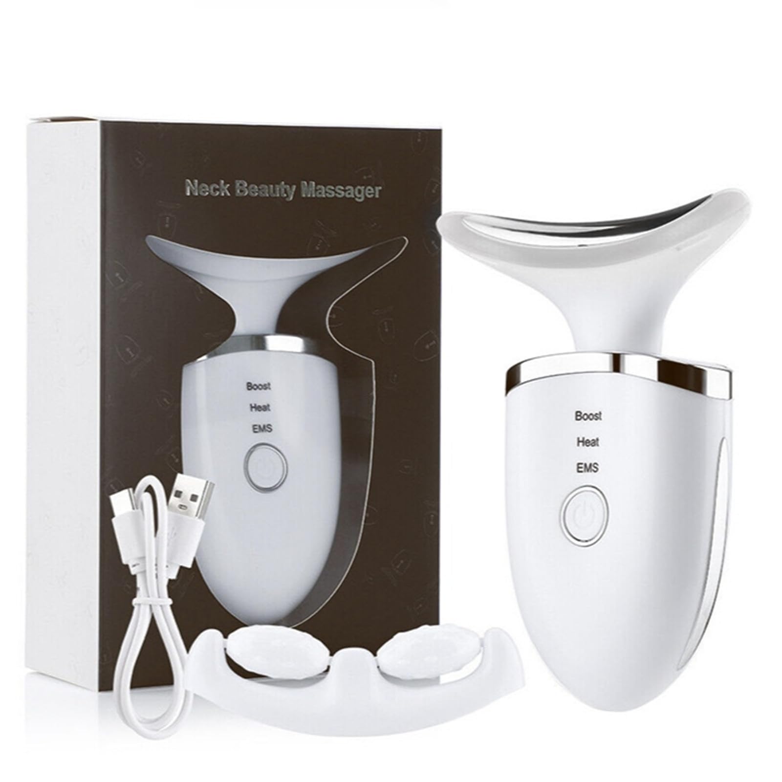 Masajeador facial, masajeador facial eléctrico con 3 modos, 45 °C para reafirmar la piel y el cuello, masaje EMS, estiramiento facial (con rollo)