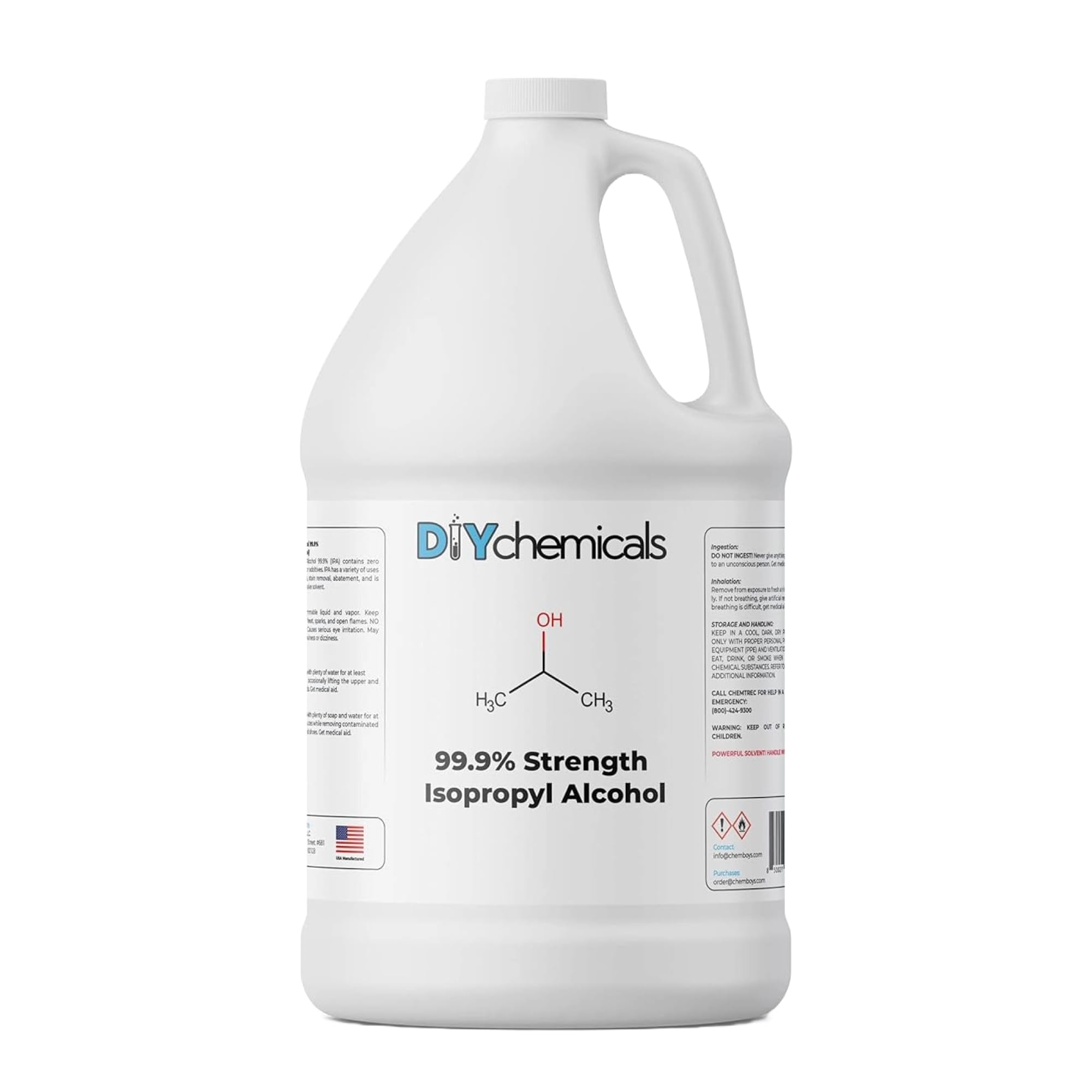 DIY Chemicals 99.9% Pure Isopropyl Alcohol – Industrial Grade IPA for Cleaning – Made in USA, Half Gallon (64 Fl Oz)