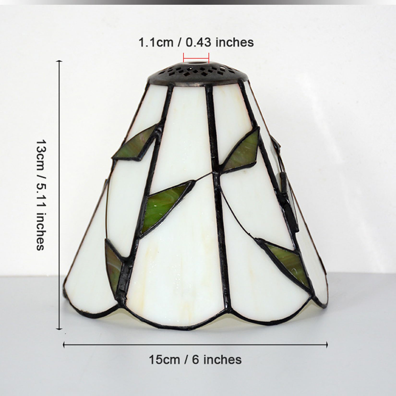 6-calowy zamienny klosz w stylu Tiffany Groen Leaves Klosz witrażowy Tylko do lamp stołowych Lampy wiszące ścienne Beżowy Duży otwór (Niebieski mały otwór) (beżowy