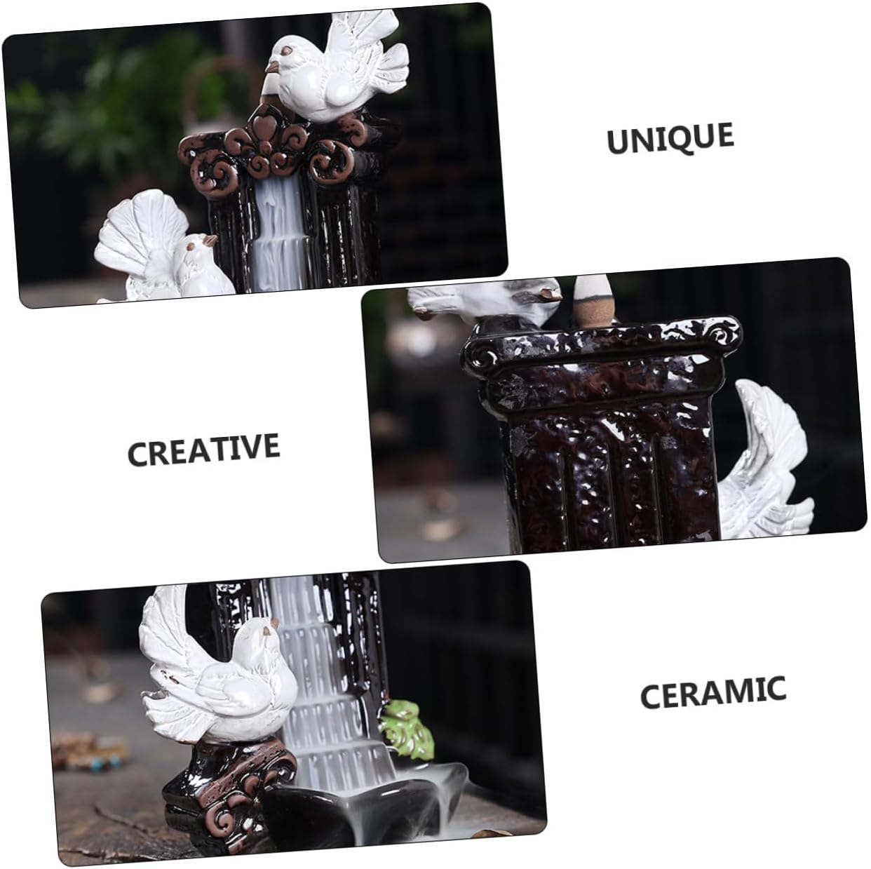 Toyvian Ceramic Pigeon Incense Holder Home Aroma Burner Artistic Censer Decor for Office and Indoor Living Room Table Decoration