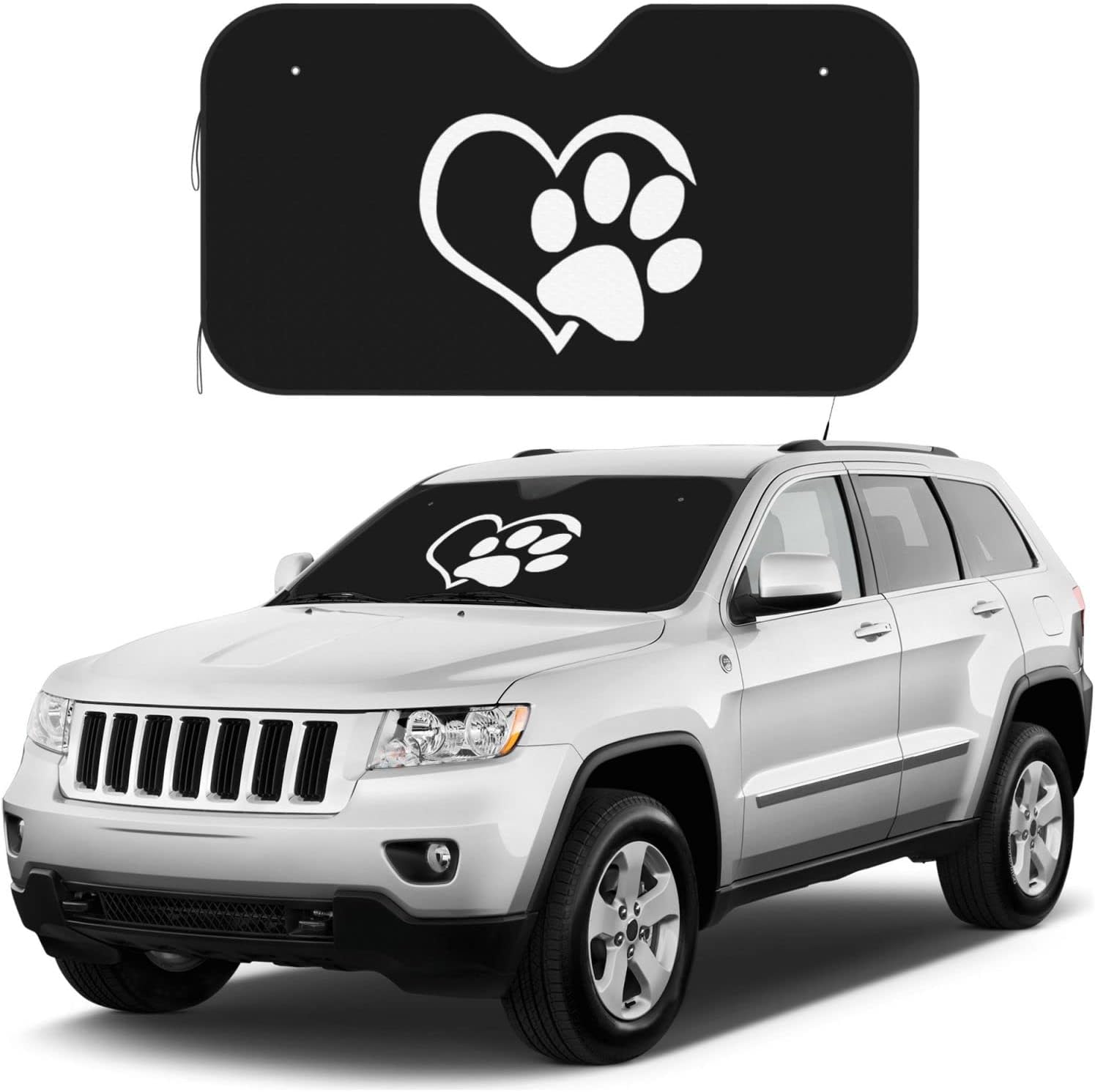 Animal Lover Dog Paw Windshield Sun Shade Keep Your Vehicle Cool, for SUV Cars Trucks Universal Sun Shade