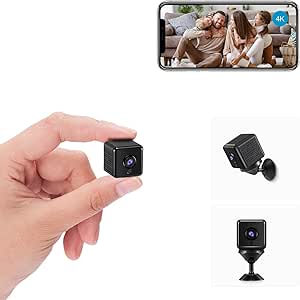 Mini Camera for Home 4K HD Indoor Battery Mini Cameras Wireless WiFi Security Camera Pet Camera APP Control Smallest Surveillance Camera for Room Nanny Cam with Motion Detection Night Vision