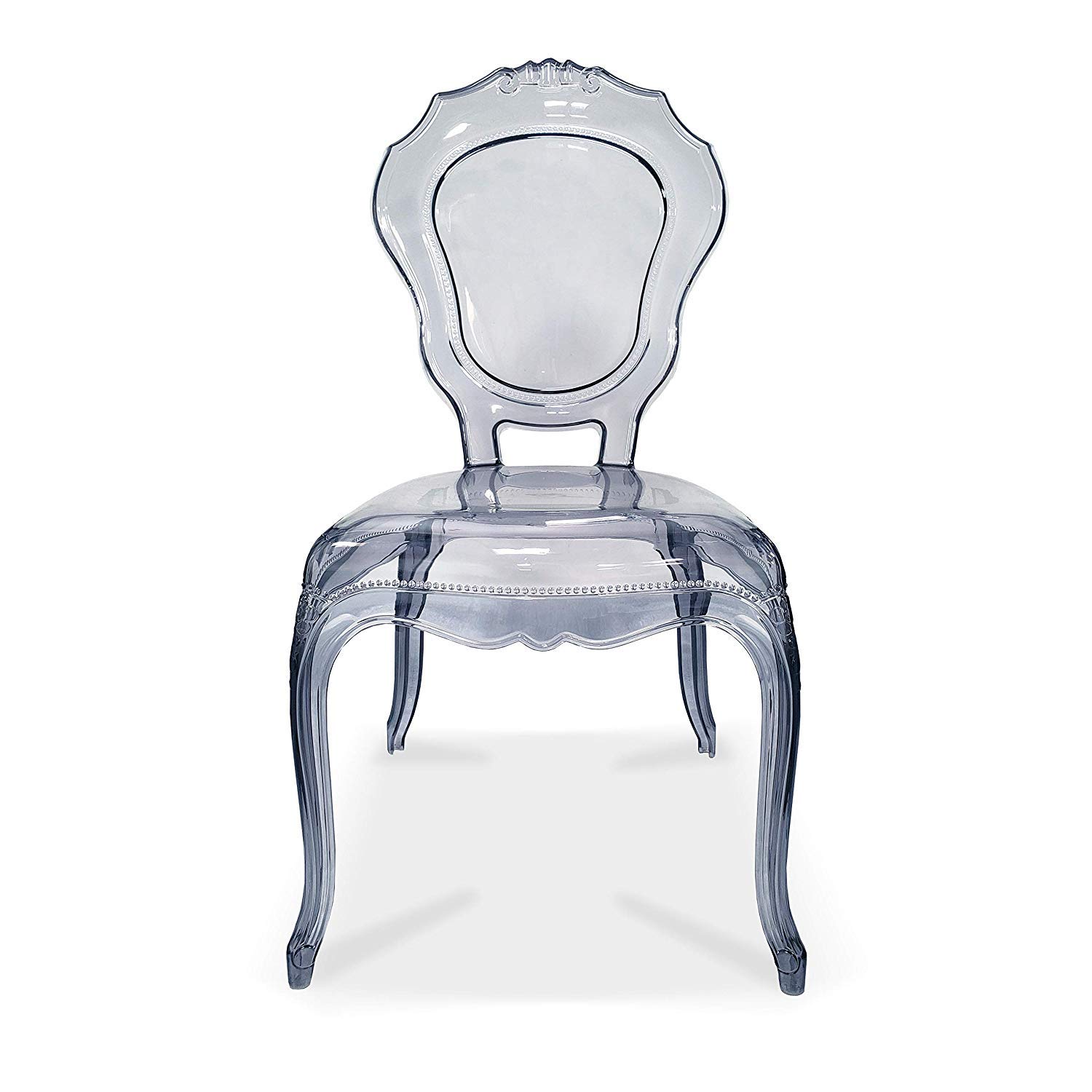 2xhome - Belle Style Ghost Side Chair Dining Room Chair - Smoke Accent Seat - Lounge No Arm Arms Armless Less Chairs Seats Higher Fine Modern Designer Artistic Classic Mold