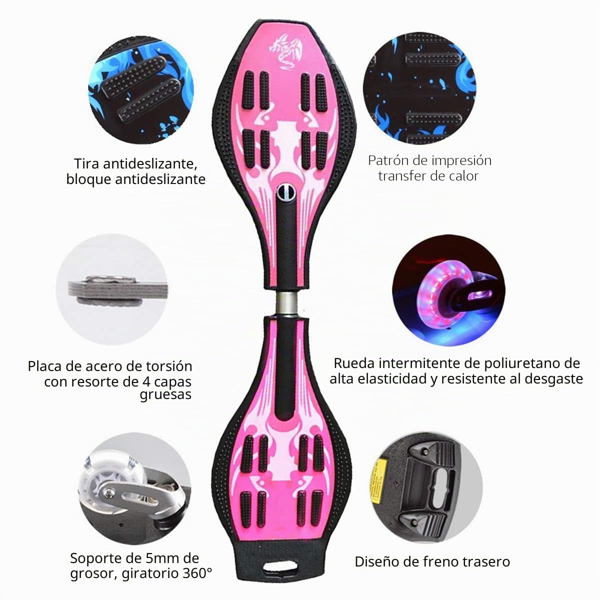 Waveboard Niños Street Surfing Caster Torsion Monopatín Doble Ruedas Luminosas