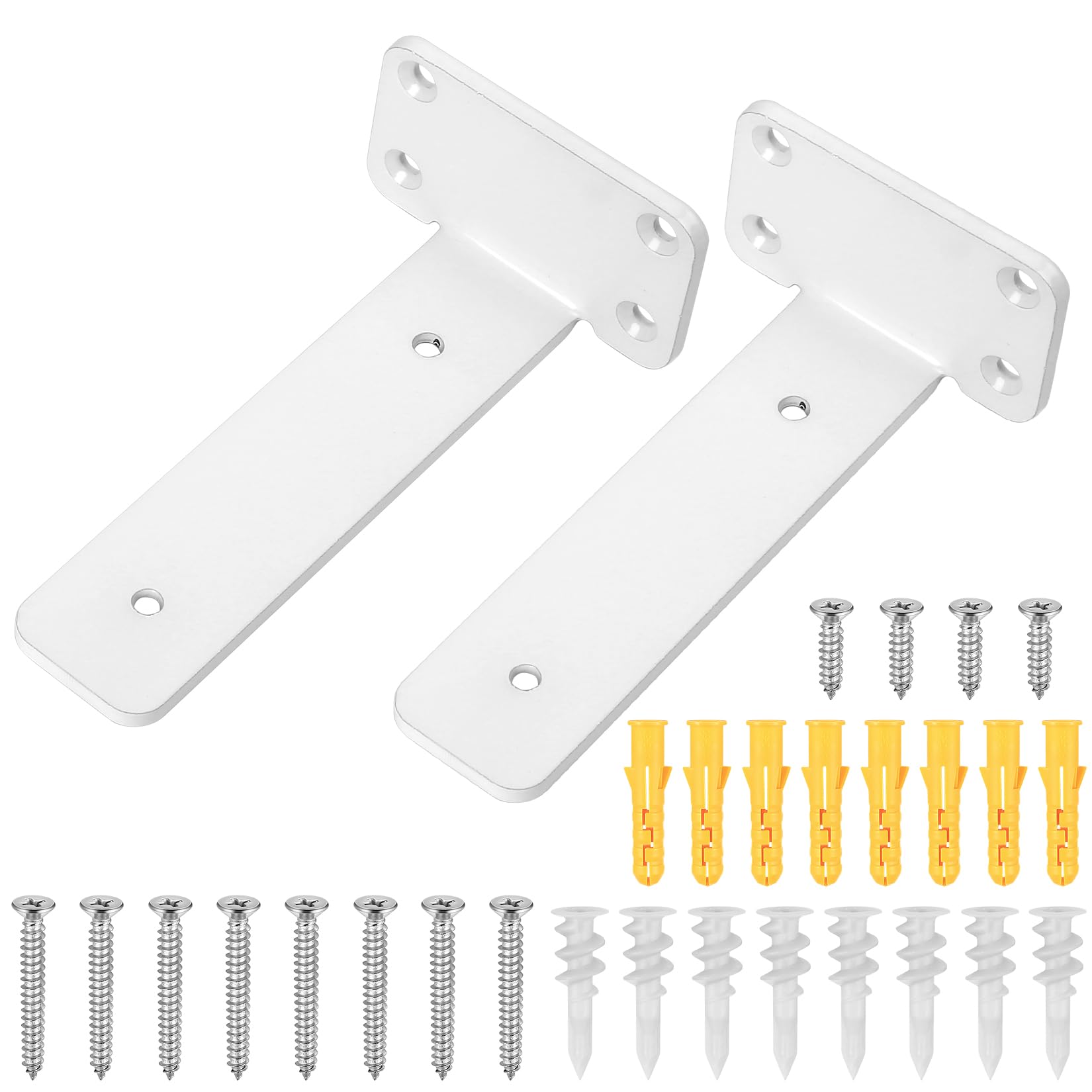 QUARKZMAN 4 stuks draaibare houders van metaal, verborgen 8 x 250 mm, onzichtbaar, met schroeven voor draaibare houten rekken QUARKZMAN 4 stuks draaibare houders van metaal, verborgen 8 x 250 mm, onzichtbaar, met schroeven voor draaibare houten rekken