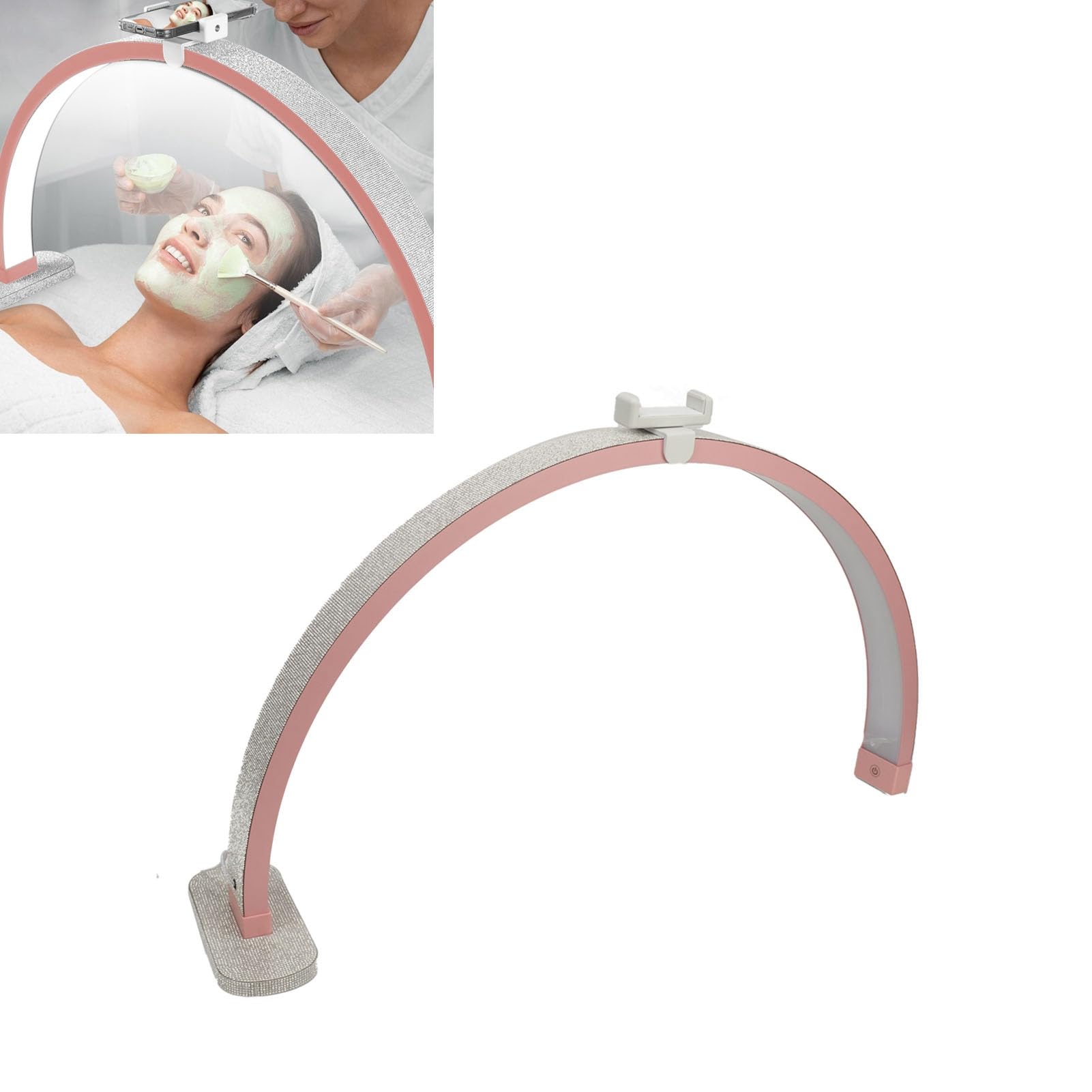 LANMOU Halve maan lamp nagels, 35 W lamp voor nageltafel met afstandsbediening en display, nageltafel dimbaar & 3000 K-6500 K met telefoonhouder
