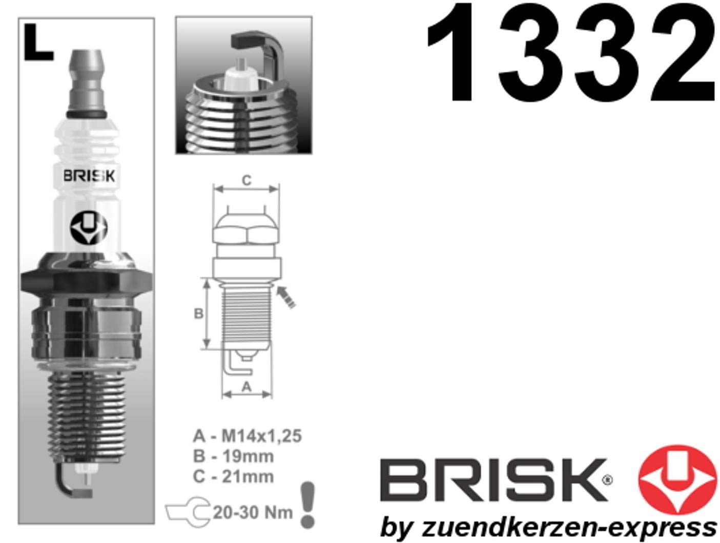 BRISK Silver LR15YS 1332 Bujías de Encendido Benzin LPG CNG Autogas, 8 piezas