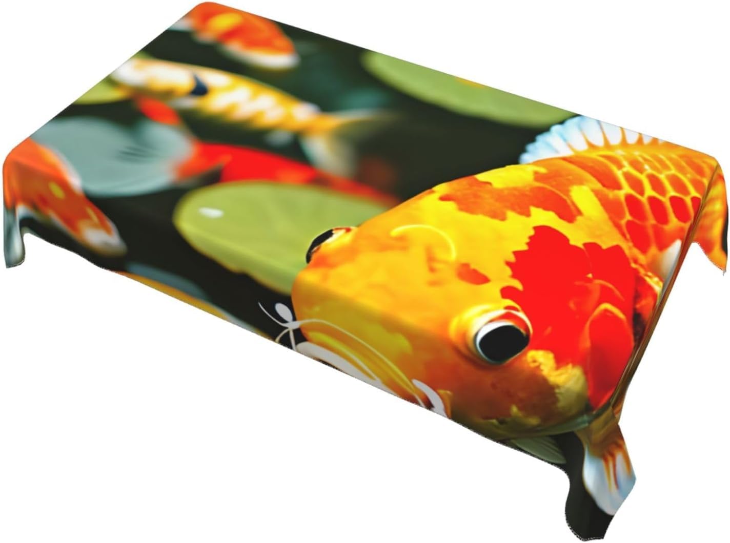 Tovaglia Antimacchia 300x140 cm Rettangolare Cinese Tovaglie Impermeabile 3 Metri Copritavolo Poliestere Protezione Tavolo Carpa Foglia di Loto, per Feste (12-14 Posti) a-278