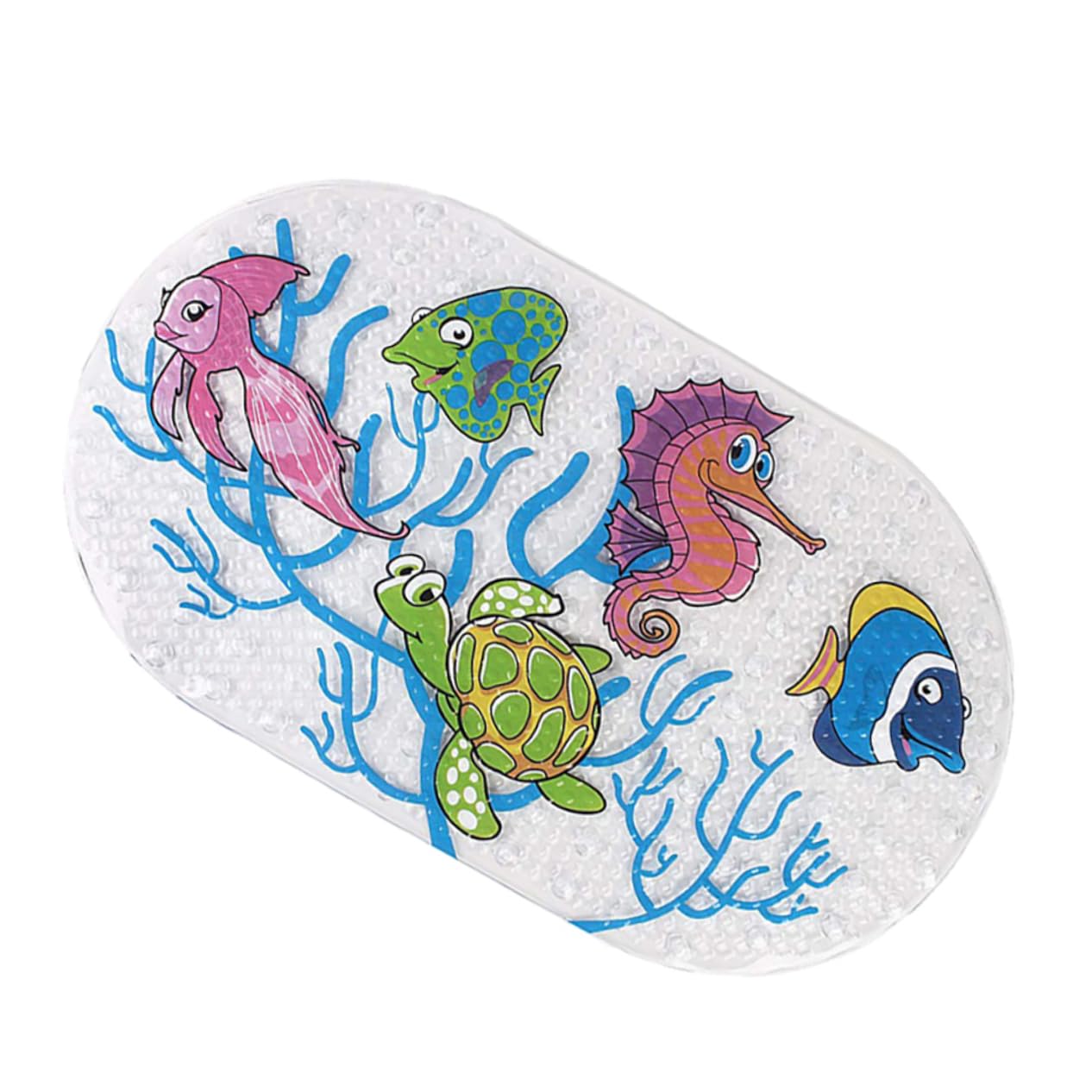 Tappetino da Bagno Antiscivolo Tartaruga Marina in Pvc per Ragazzo Ragazza | Motivo Cartone Animato, Drenaggio Rapido, Texture Confortevole, 1 Pezzo