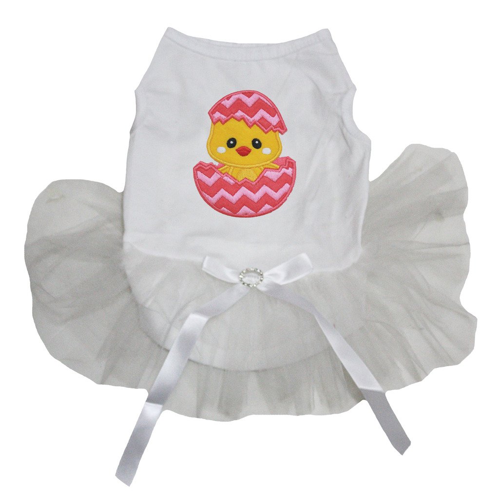 Robe pour chien tutu blanc d'œuf chemise coton mariage Pâques poussin
