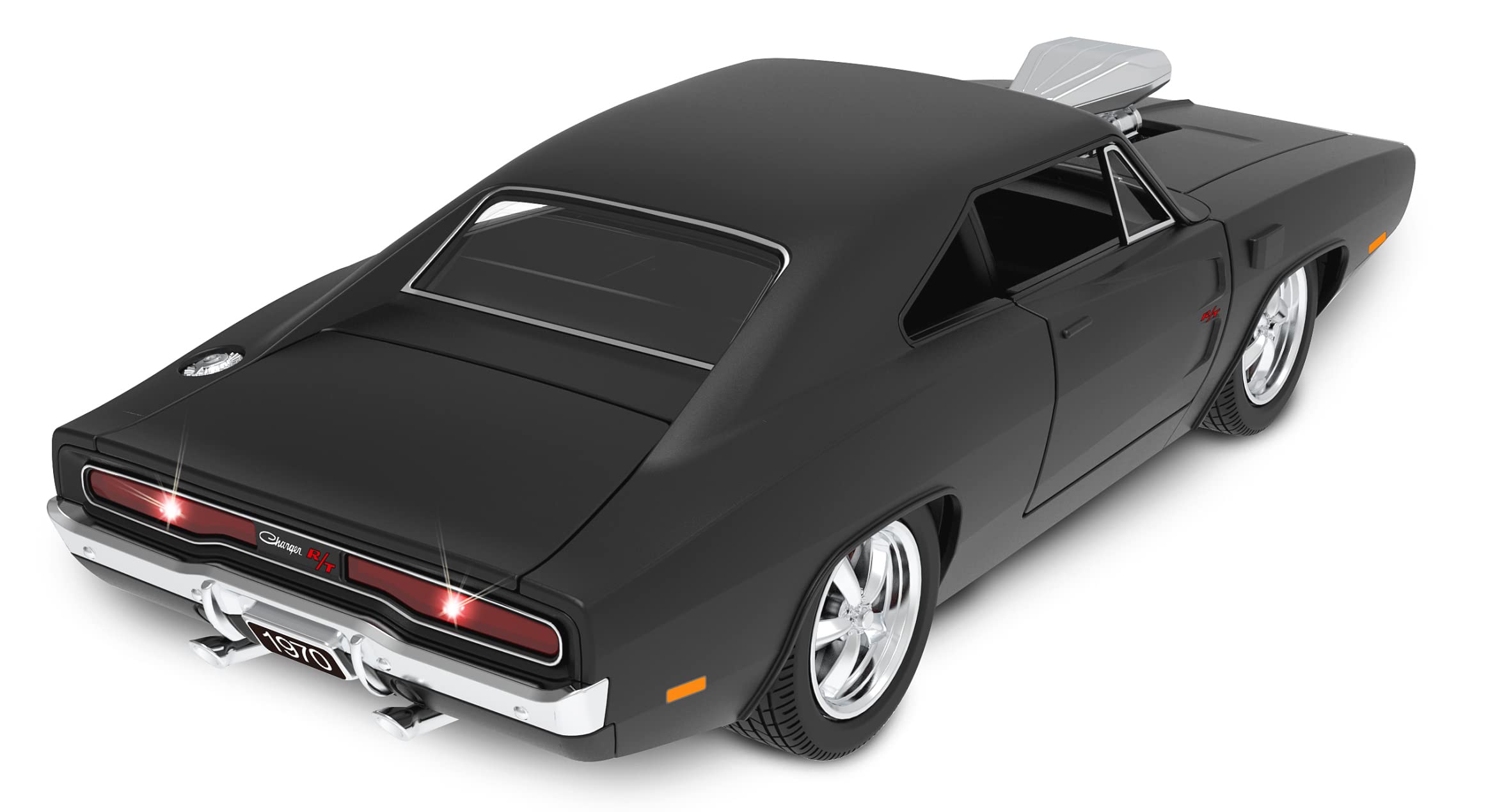 Jamara- Dodge Charger R/T 1970 1:16 Ręczna Drzwi 2,4 GHz-Oficjalnie licencjonowane wnętrze-Szczegółowe malowanie wierne oryginalnemu - zdalnie sterowany samochód RC, 402117, Czarny