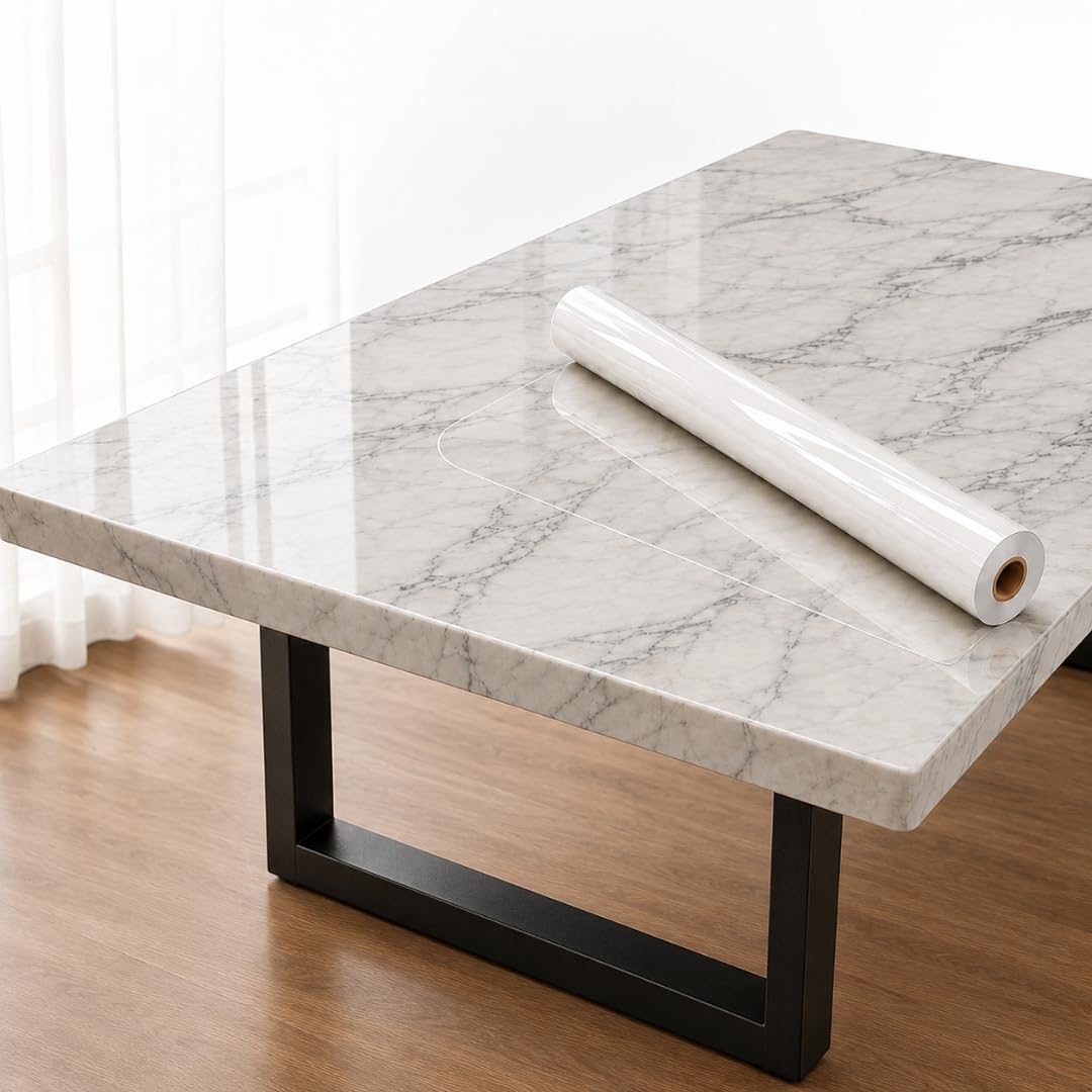 Qlarity Covers ClearShield PPF Table Protector Film 36x72 Inch 0.2mm | Self-Healing Clear Table Cover | Scratch, Heat & Stain Resistant |For Wood, Glass, Marble & Laminate Tables |DIY Installation Kit-image-22