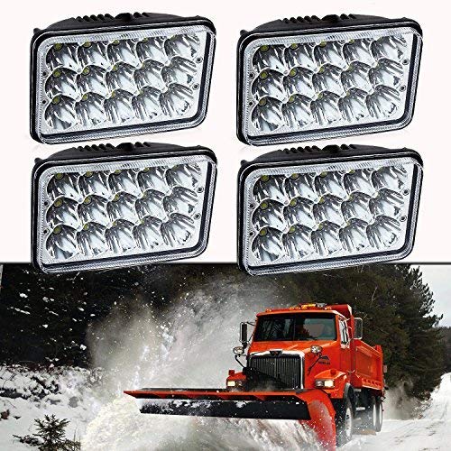 QUAKEWORLD (4pcs) Dot approved 4x6 inch LED Headlights Rectangular Replacement H4651 H4652 H4656 H4666 H6545 for Peterbil Kenworth Freightinger Probe Oldsmobile Cutlass