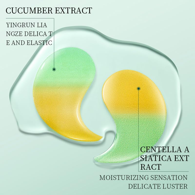 Gold Cucumber Under Eye Patches with Collagen & Hyaluronic Acid Formula - Hydrogel Eye Mask for Dark Circles & Wrinkles, 60 Pairs with Castor Oil, Hydrating Treatment - 3