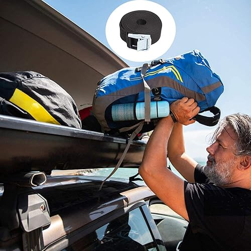 Miniatura 6 de Paquete de 6 correas de amarre de 6.5 pies x 1 pulgada, correas de amarre de hasta 1500 libras, correas de seguridad para motocicleta, carga,