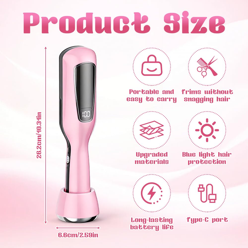 Spliss Entferner Gerät, Mini Kabelloser Haarschneider mit Spliss, Spliss Trimmer mit LED Anzeige, Tragbarer Split Ends Hair Trimmer, Splissentferner für Haare mit Negativ Lonen Haarpflege