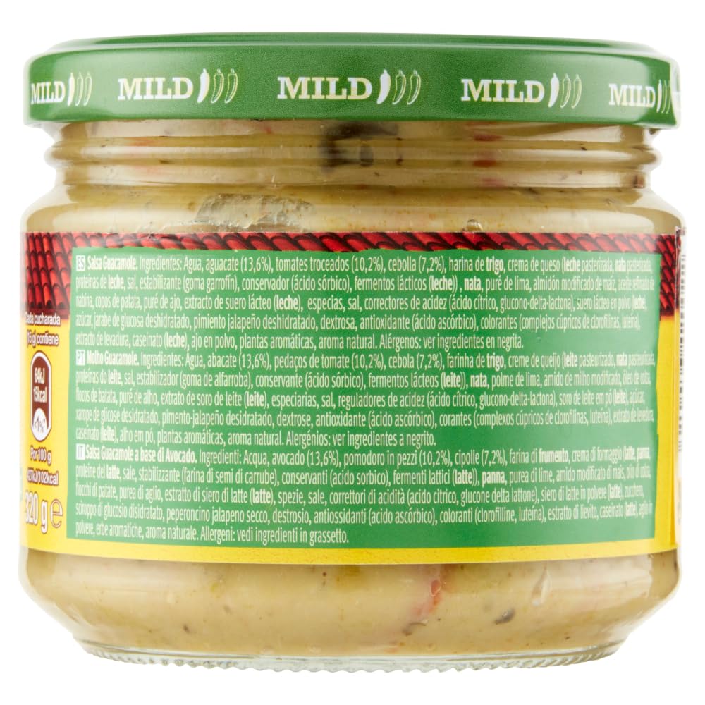 Italian Gourmet Salsa Guacamole Avocado-Würzsauce Glas Tex-Mex 12 x 320g