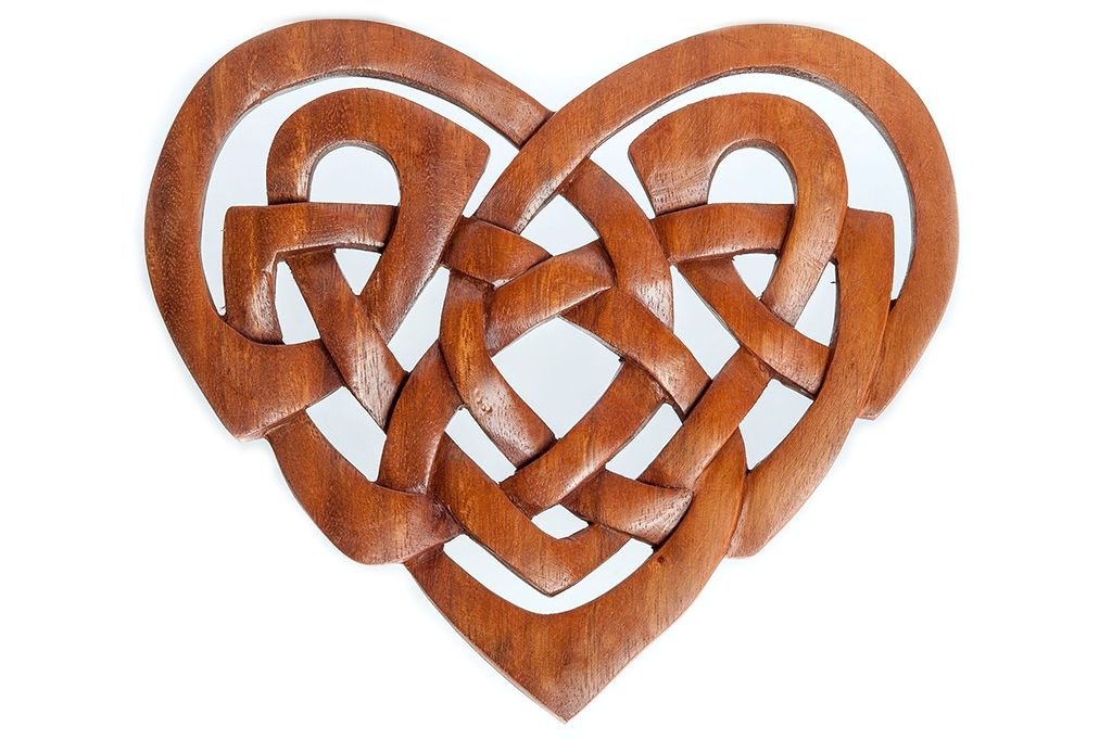Windalf Keltischer Herz Knoten aus Holz – Celtic Knot Herz Wanddeko – Handgefertigte Deko im Mittelalter Stil – Geschenk für Liebe & Verbundenheit