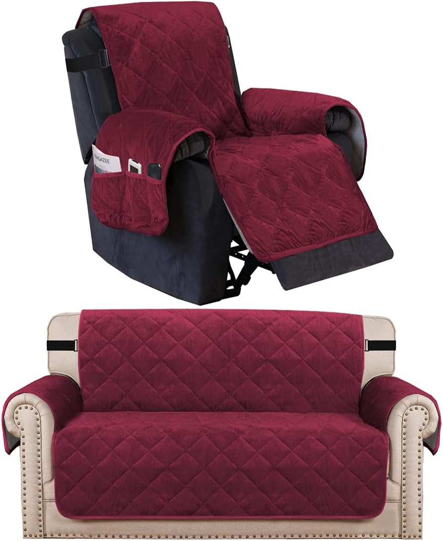 H.VERSAILTEX Velvet Plush Recliner Cover and Loveseat Cover