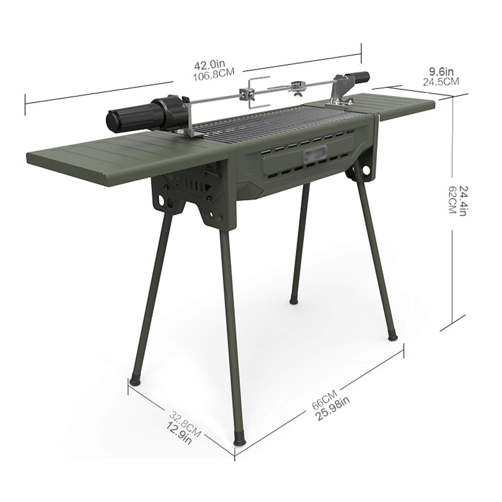 Barbecue Griglia Griglia a carbone pieghevole portatile Griglia all'aperto Bbq Grill Grande Superficie di cottura con forcella Forchetta e padella inferiore antiaderente per patio da picnic all'aperto