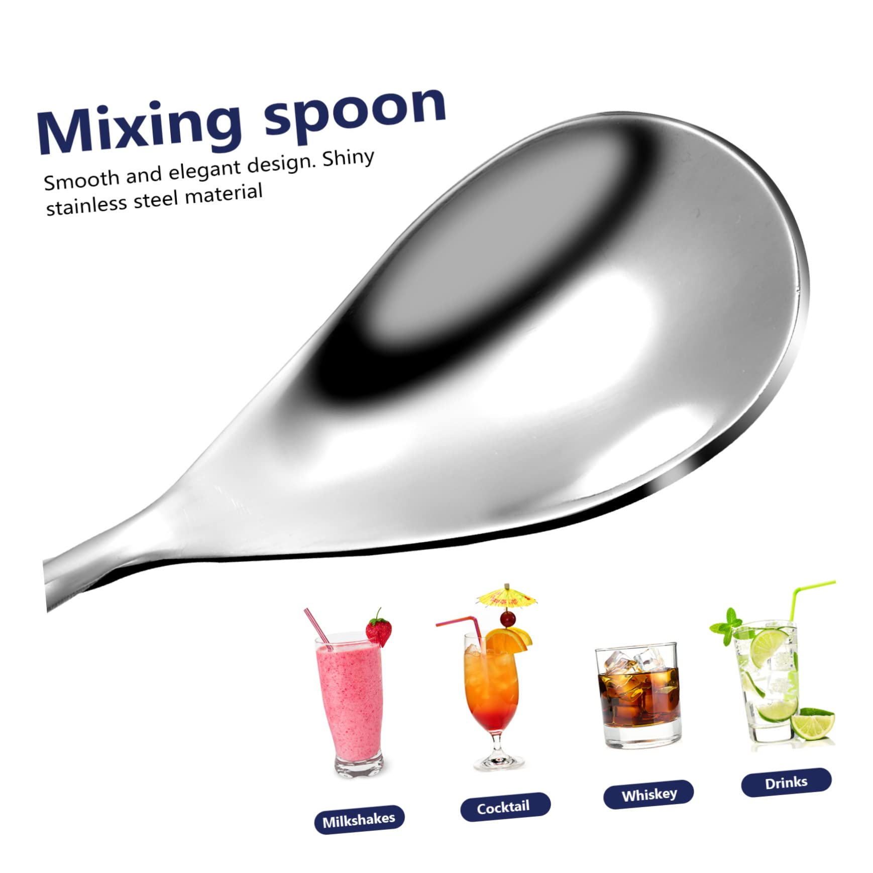 6 Cucharas de Cóctel de Acero Inoxidable, Cucharas Largas de Barra en Espiral, para Mezclar Bebidas y Vino, Mango de Agarre Cómodo
