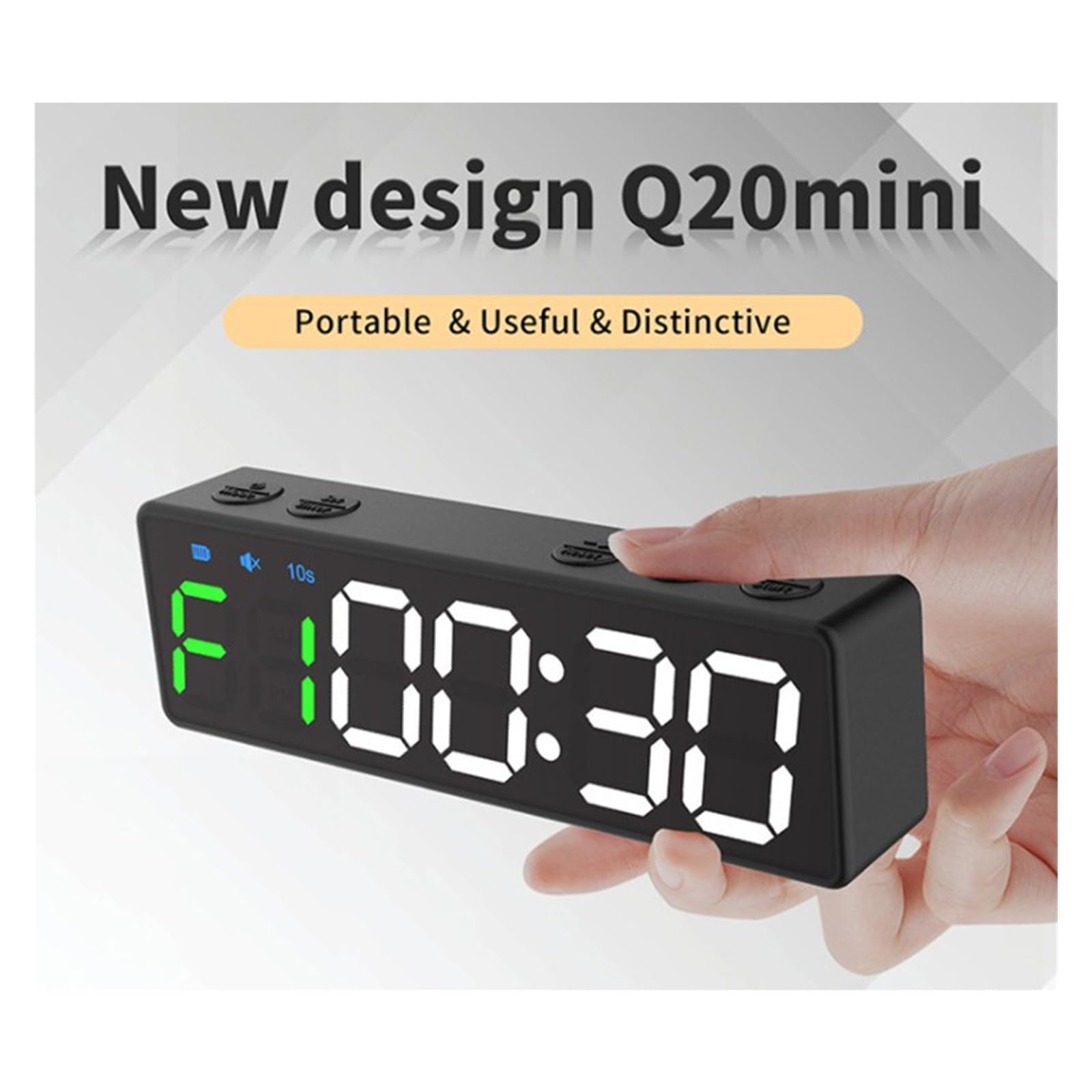 Timer da palestra portatile Intervallo timer Allenamento Fitness Orologio Conto alla rovescia/SU/Cronometro Magnetico e ricaricabile tite USB