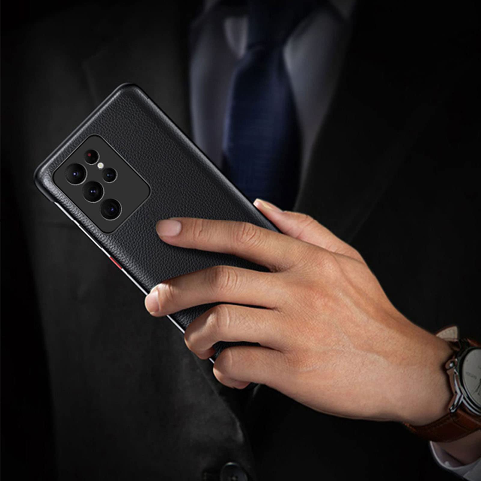 Etui do Samsung Galaxy S23/S23 Plus/S23 Ultra, etui z klapką Smart View, etui biznesowe Folio z podpórką, telefon ochronny ze skóry bydlęcej, czarny, S23 Plus 6,6"