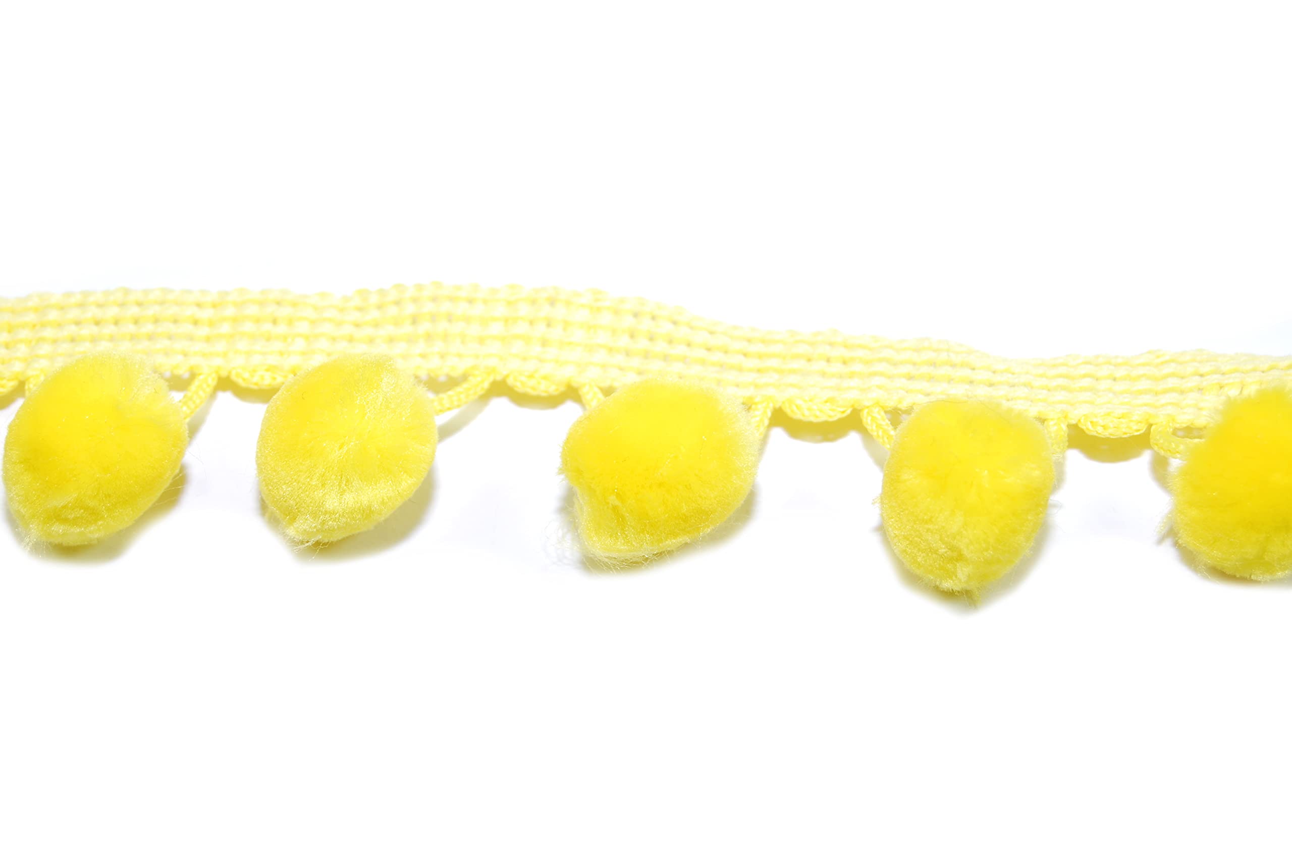 celloexpress Soft Pom Pom Fringe Trim - 15mm - Arts & Crafts | Cushions | Garments | Kids Bedroom (Yellow, 2m - 200cm) — image 1