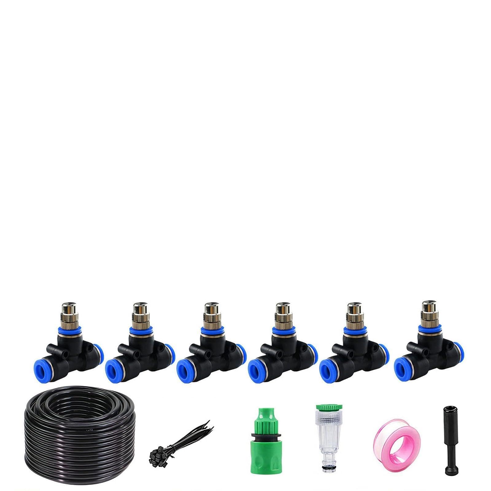 Kit de sistema de riego, tubos y accesorios de distribución del sistema de riego automático, sistema de riego por goteo para invernadero, patio, negro 30m 912 pipe + 30 sets of quick-connect fittings