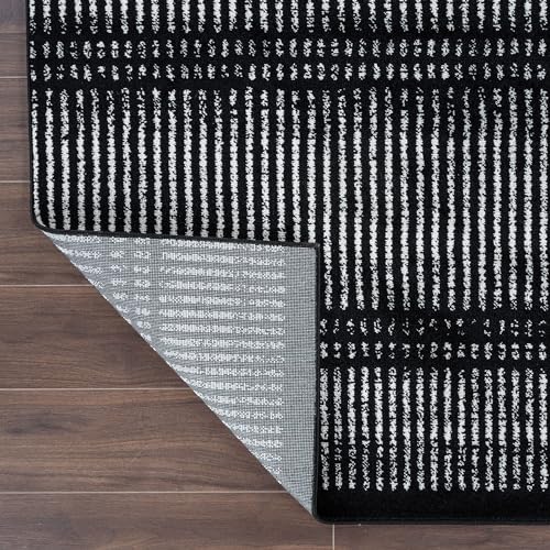 Tapete Rugshop Contemporary Stripe Lines 5' x 7' Negro miniatura 5