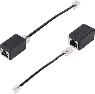 MAOZHOU 2 Pcs RJ45 to RJ11 Adapter,Black RJ45 8P8C to RJ11 6P4C Telephone Cable + RJ45 Expansion Converter,Connector for RJ11 Telephone Cord to RJ45 / ADSL Modem